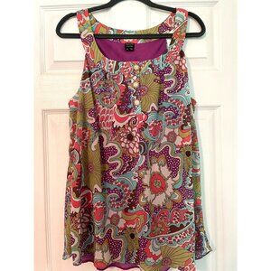 Nicole By Nicole Miller Sleeveless Multicolor Purple Paisley Blouse Top Size L